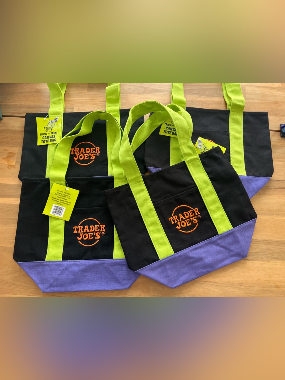 NWT Set of 4, Trader Joe's Trick-or-Treat Mini Canvas Totes